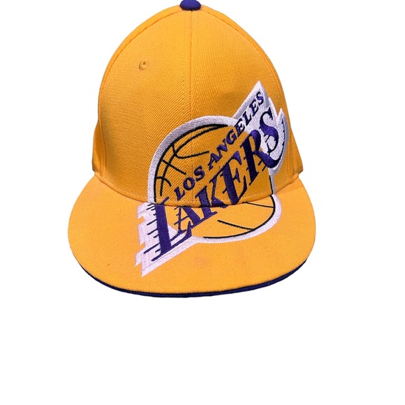 Vintage Adidas NBA Los Angeles Lakers Big Logo Spell Out Hat Cap Size Small - Picture 1 of 5